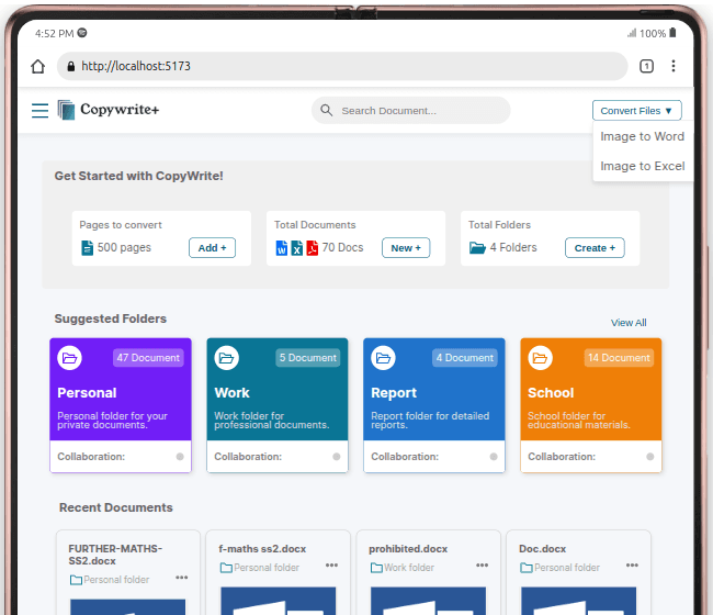 Exporting document from Copywrite